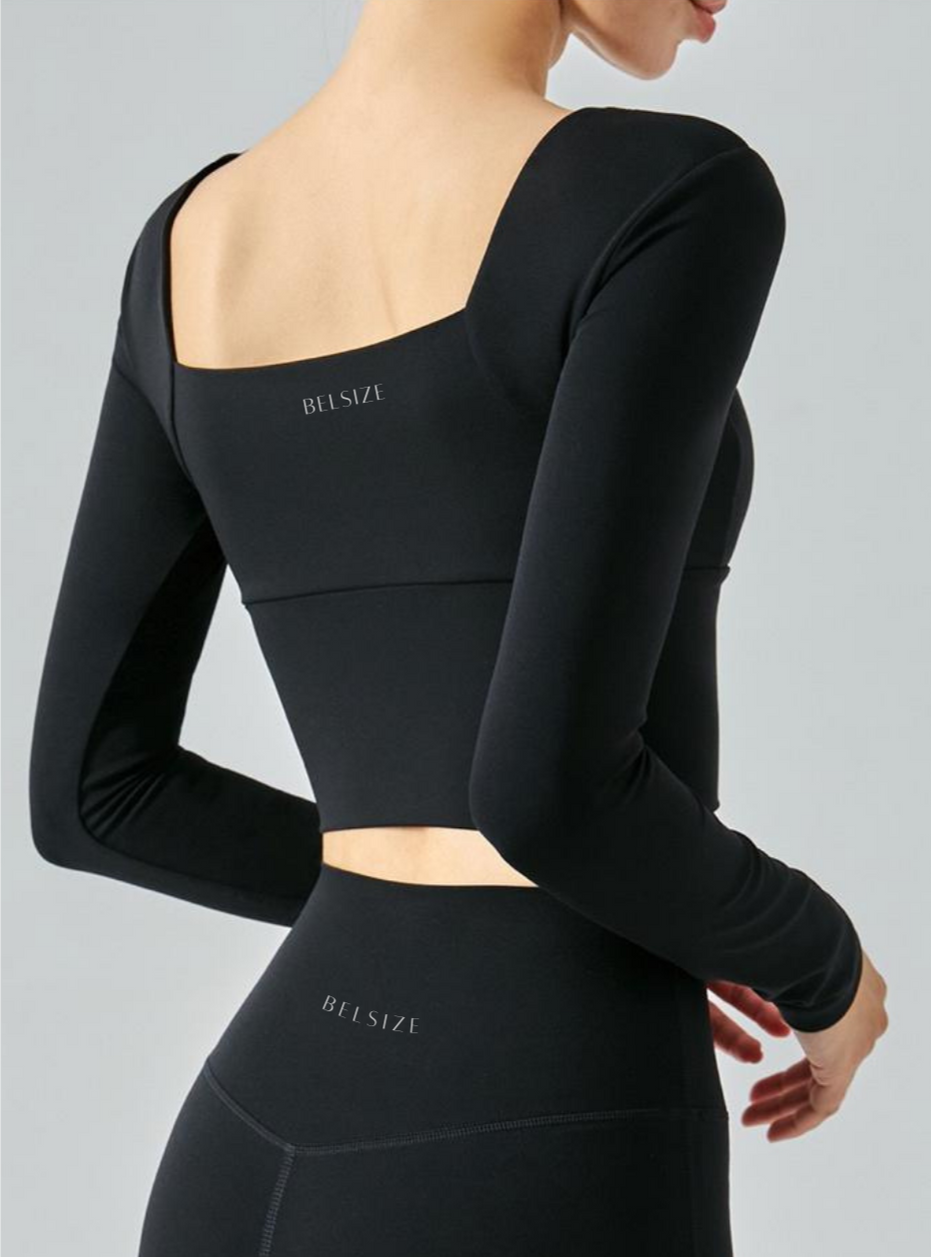 Black pilates crop top