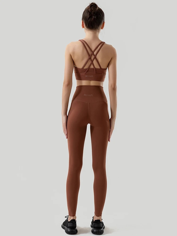 Cross Back Sports Bra Ancient Copper