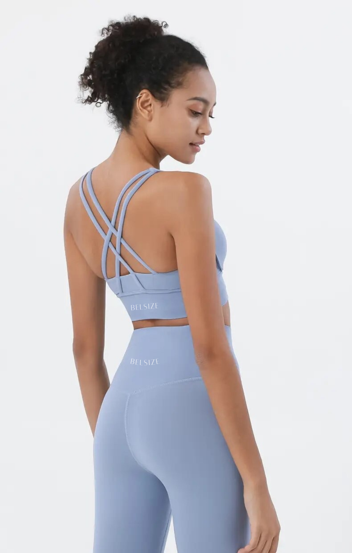 French blue leggings and sports bra