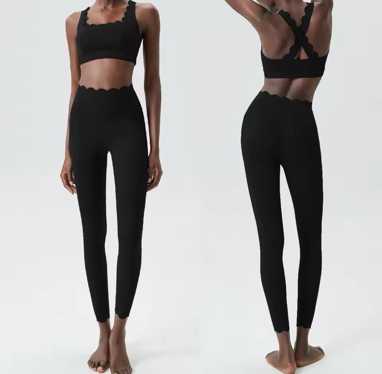 Scallop cross back matching set