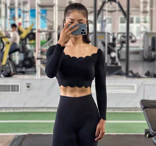 Scallop elegant crop top