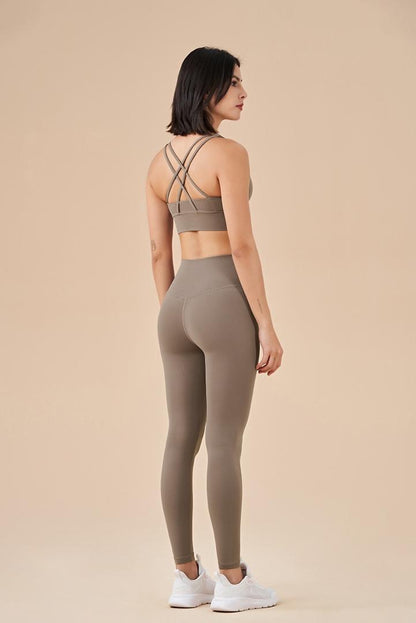 Camel leggings and sports bra