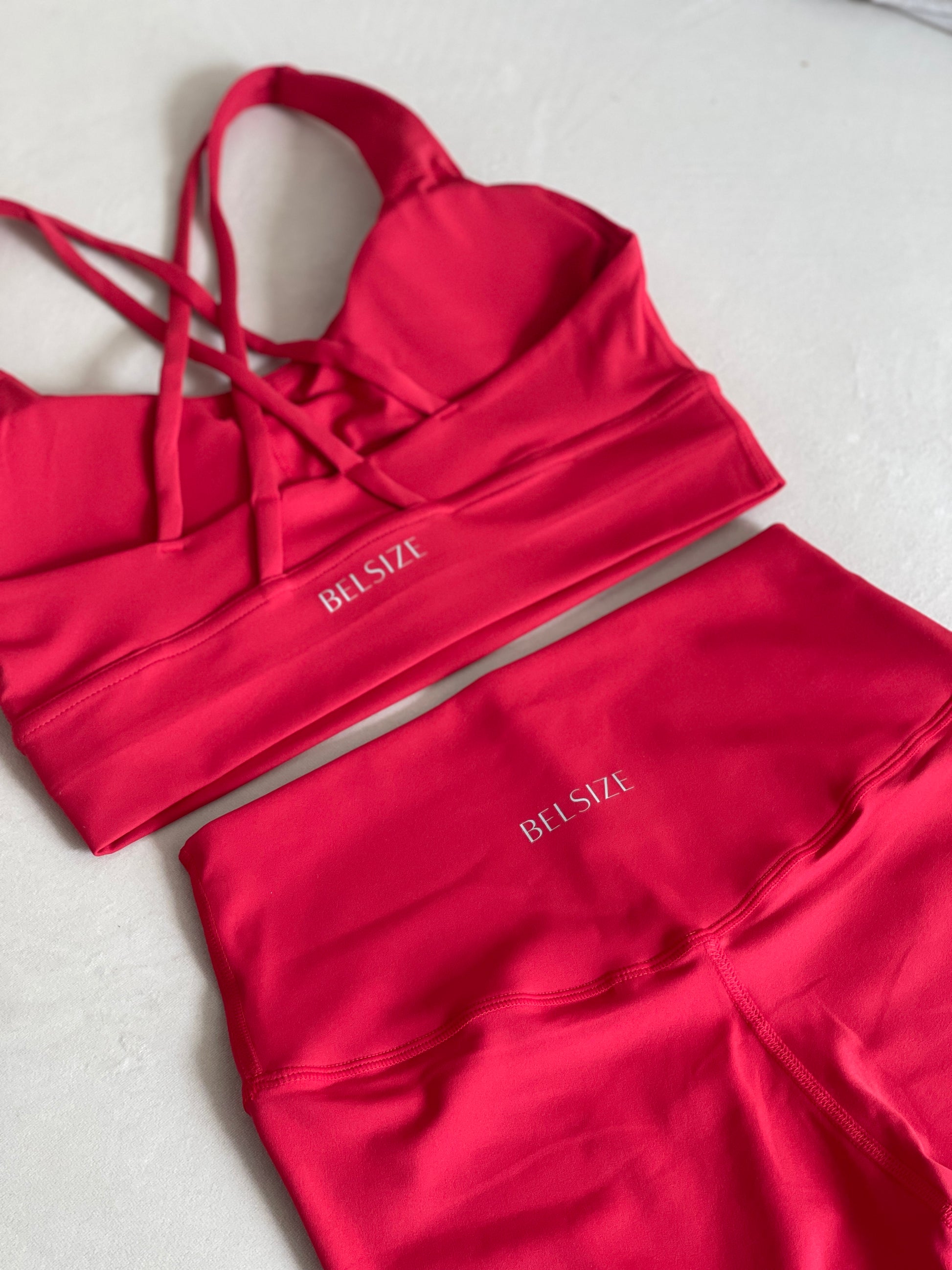 Breathable red activewear bra