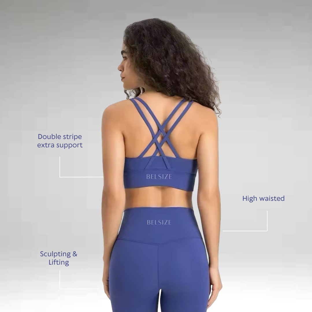 Cobalt blue leggings and sports bra matching set