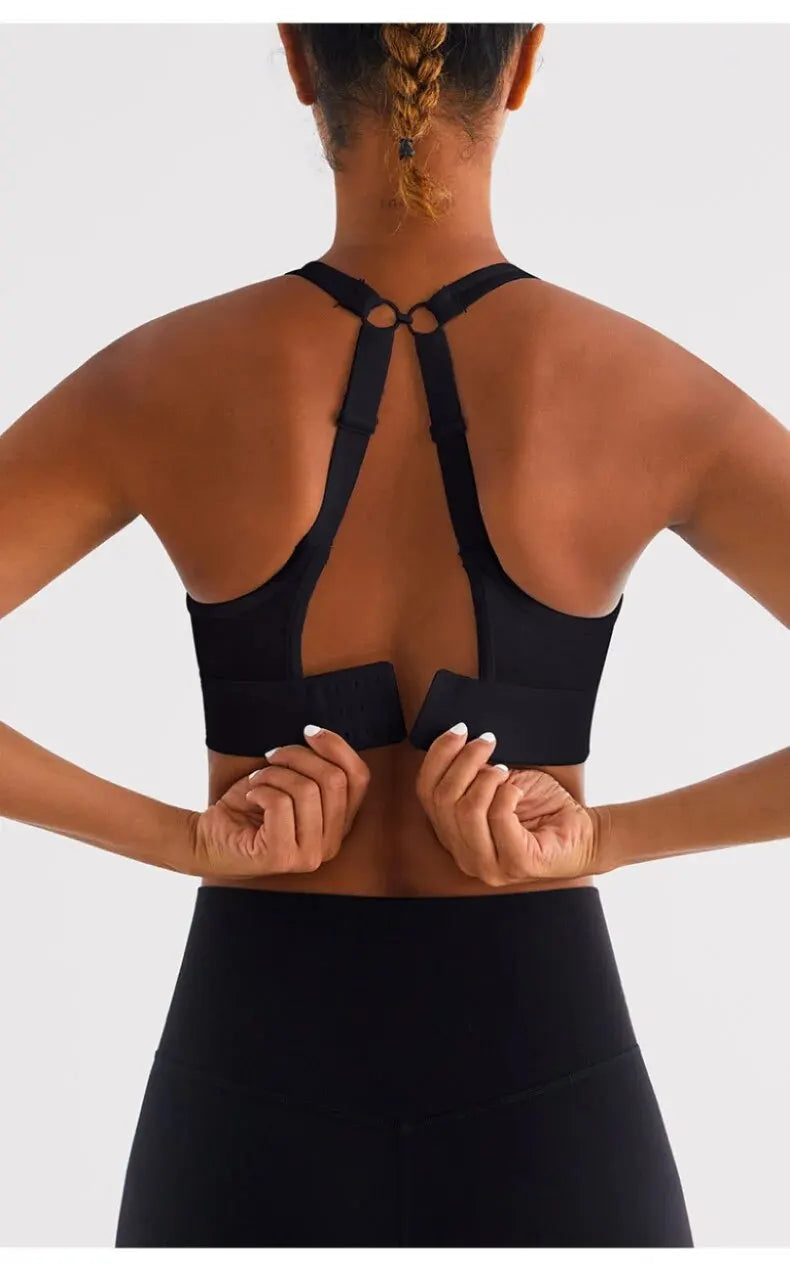 Black adjustable sports bra