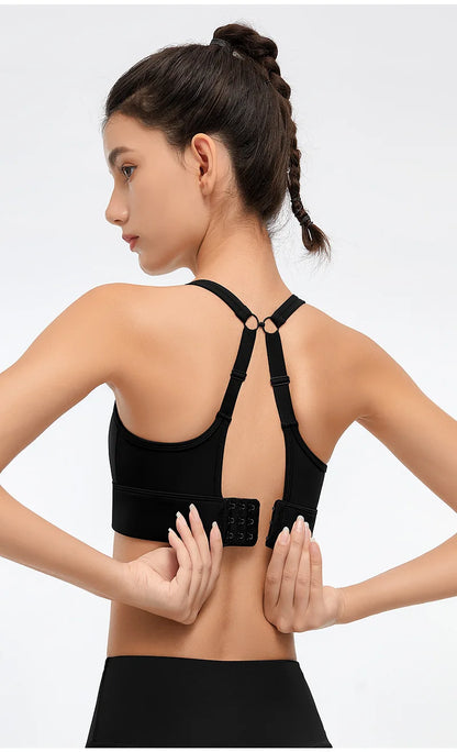 Adjustable sports bra high support