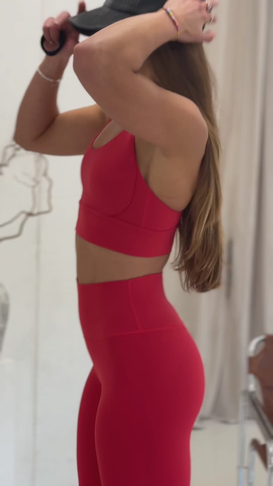 women's red activewear