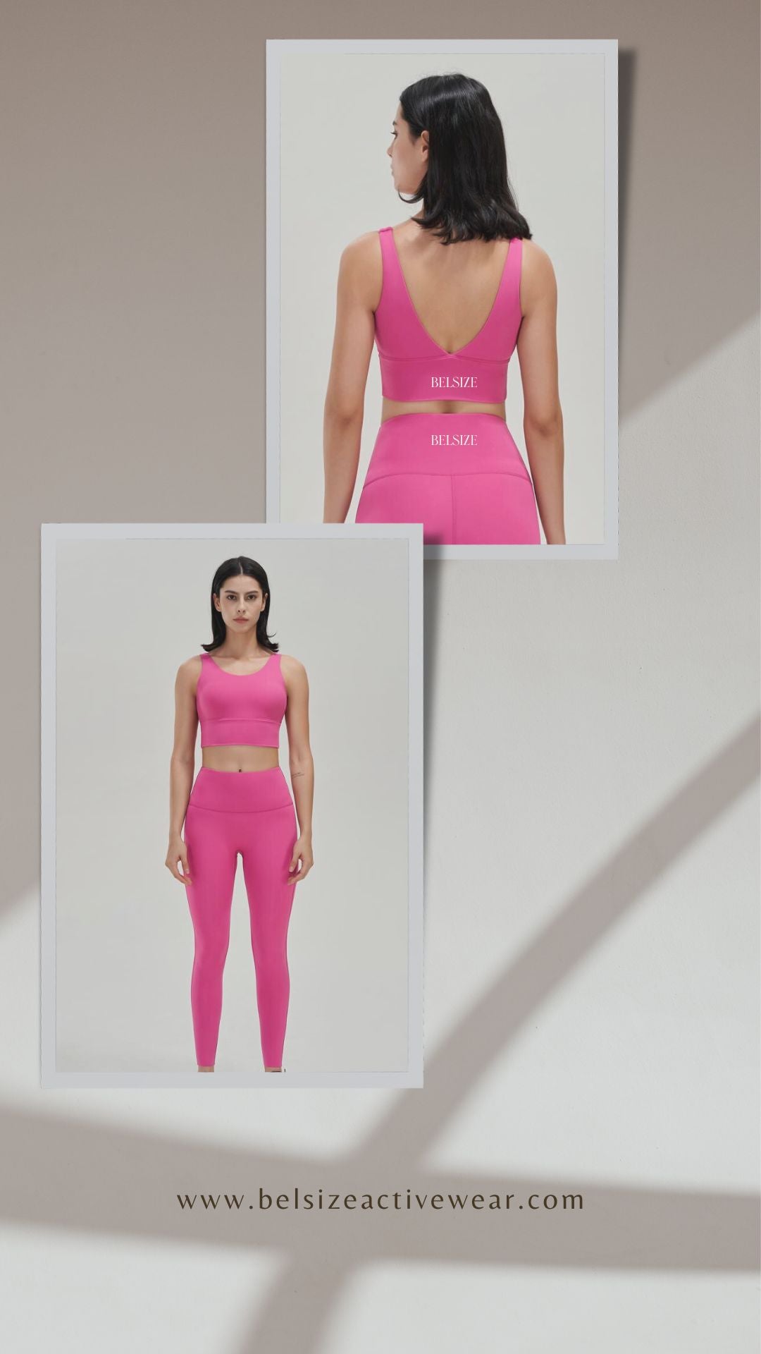 Pink sports bra and leggings